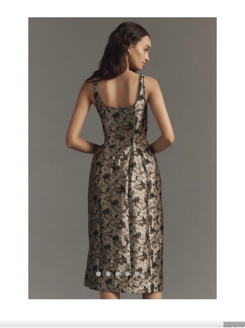Maeve Anthropologie Metallic Floral Square-Neck Midi Dress - Picture 2 of 8